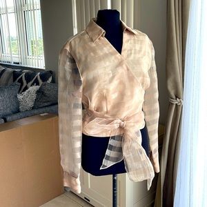 Bianca nygard wrap blouse sheer sleeves 14